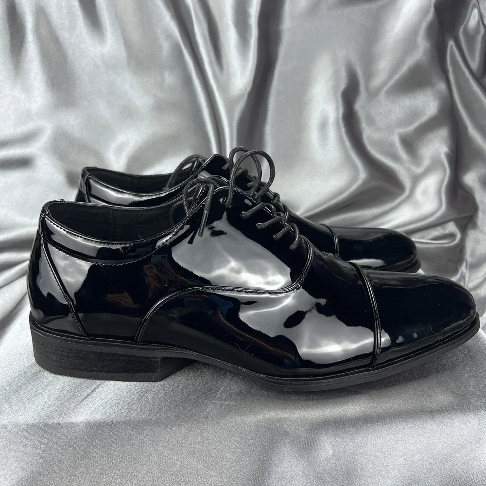 Stacy Adams Mens 9 Wide Gala Tuxedo Shoes Black Patent Leather 24998-004 Wedding